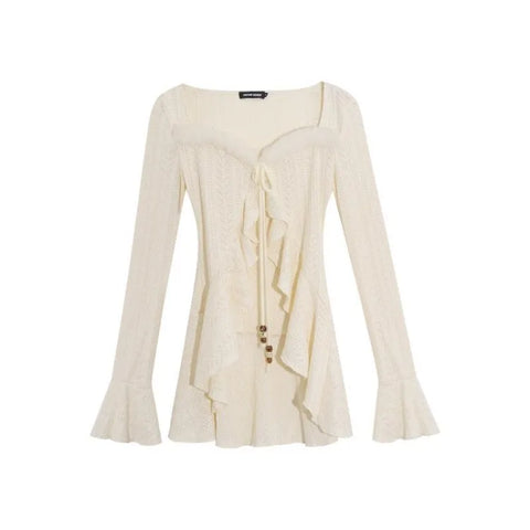 Sonicelife 2025 New Elegant Y2k Two Piece Sets American Retro Slim Fit Camisole Dress for Women+ Ruffles Long Sleeve Knitted Cardigan Chic