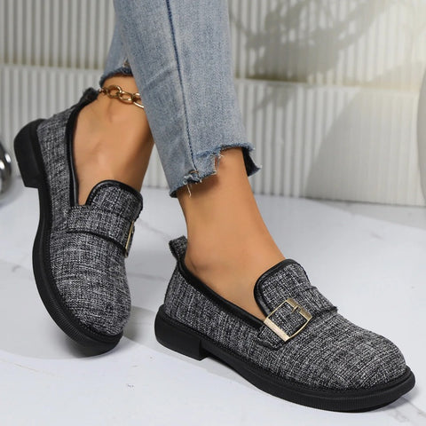 Sonicelife 2025 Plus Size Women Loafers Spring Autumn  Retro Shoes New Loafers Flat Non-slip with Skirt Soft Sole Single Shoes for