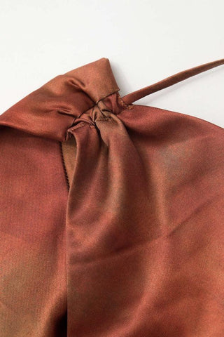 Sonicelife-Tie Dye Asymmetric Cowl Neck Satin Maxi Dress