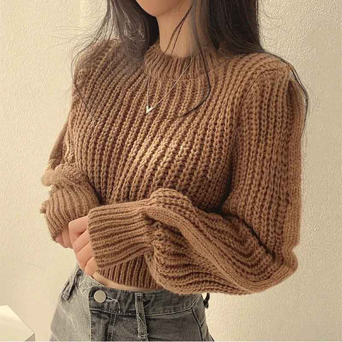 Black Friday Sonicelife Zoki Autumn Knit Short Sweaters Fashion Sexy Hollow Out Long Sleeve O Neck Solid Pullover Loose Korean All Match Crop Jumper New