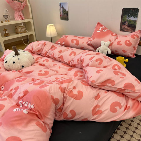 Sonicelife Ins Style Bedding Set Fashion Cream Pastoral Full Queen Size Duvet Cover No Filling Flat Sheet Pillowcase Kit Kawaii