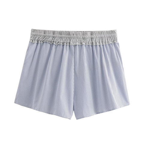 Sonicelife Women's Striped Shorts with Elastic High Waisted Design Fashionable and Versatile Short Pants New