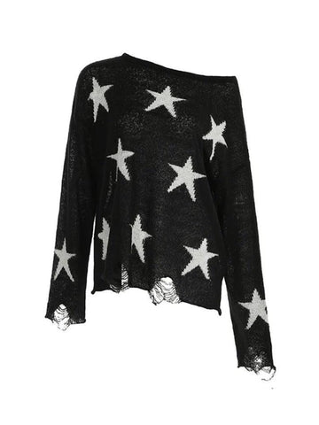 Sonicelife Star Print Oversized Sweaters