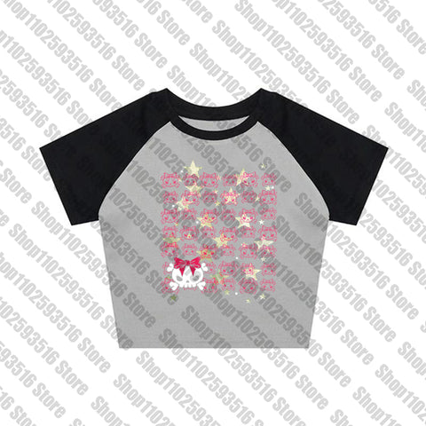 Sonicelife Woman Clothing T-shirt 90s Vintage Clothes for Women Women's T-shirts Star Girl Y2k Tops Emo Goth Graphic Tees Y2k Top Kawaii