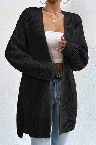 Sonicelife Solid Open Front Mid-Length Cardigan