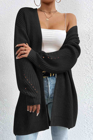 Sonicelife Solid Open Front Mid-Length Cardigan