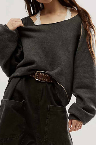 Sonicelife Contrast Crew Neck Knitted Sweater