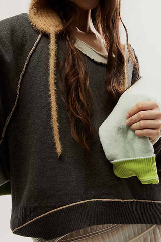 Sonicelife Contrast Crew Neck Knitted Sweater