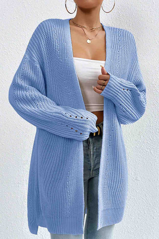 Sonicelife Solid Open Front Mid-Length Cardigan