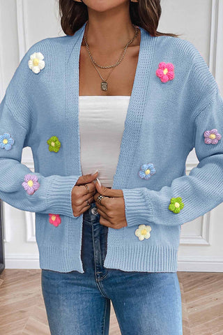 Sonicelife Long Sleeve Floral Knitted Cardigan