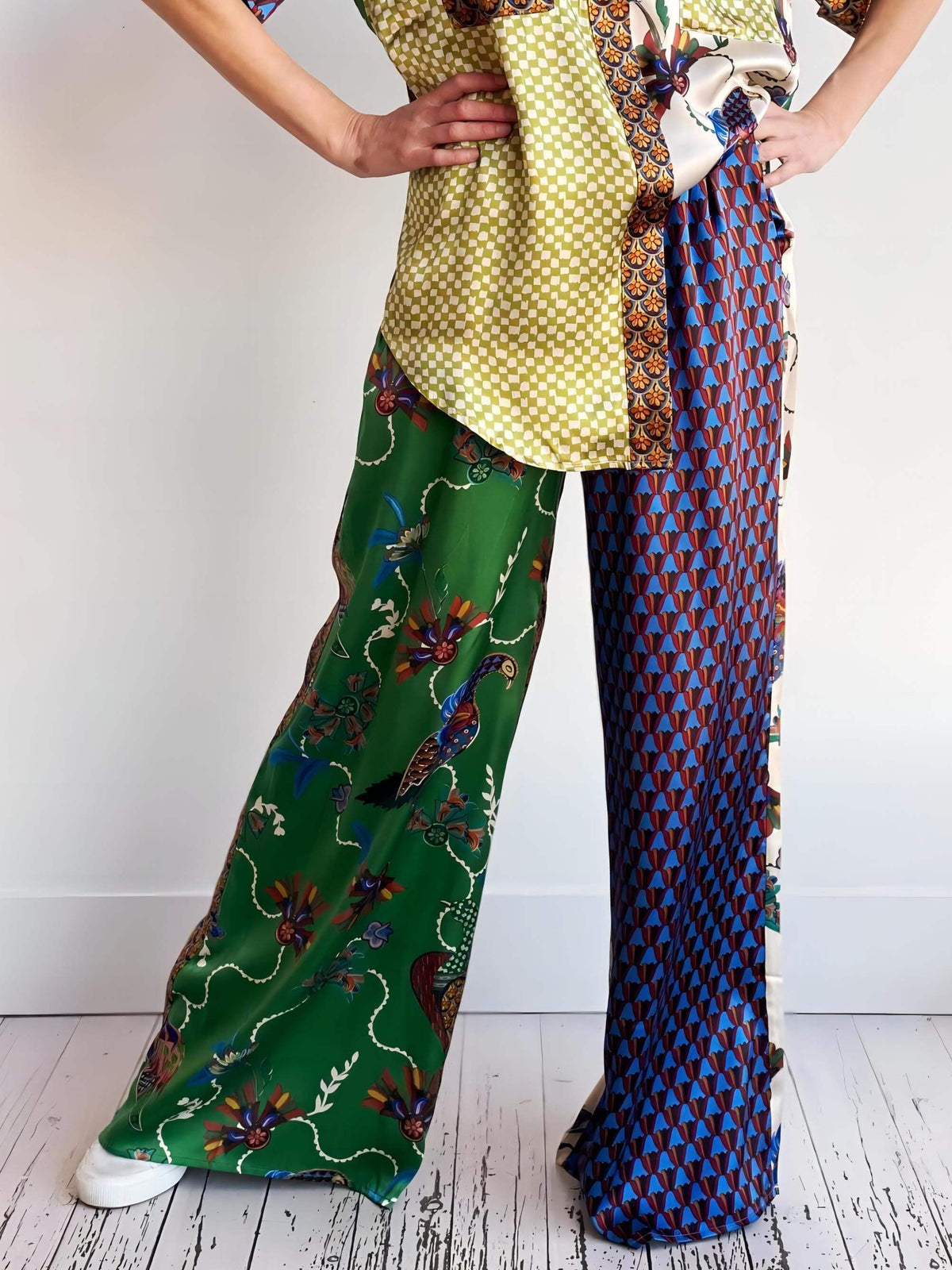 Sonicelife-Special Folk Print Loose Wide Leg Pants