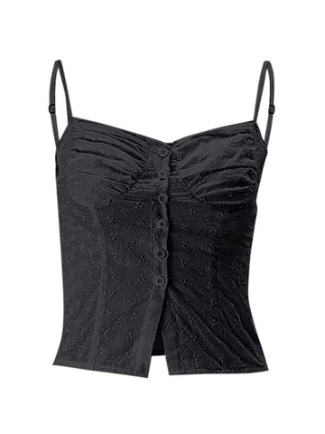 Sonicelife Buttoned Broderie Lace Cami Top