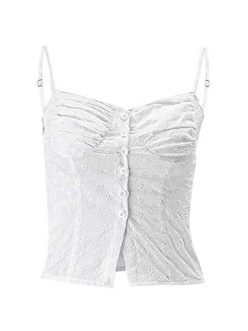 Sonicelife Buttoned Broderie Lace Cami Top