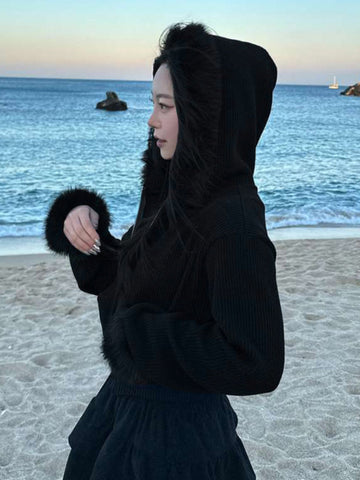 Sonicelife Y2k Winter Warm Corduroy Coats Women Mall Gothic Streetwear Hipster Grunge Emo Alt Long Sleeve Hooded Crop Jackets Femme