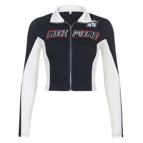 Sonicelife Logo Embroidered Cropped Moto Jacket