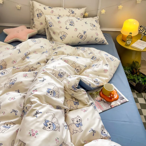 Sonicelife Ins Floral Bedding Set Kids Adult Full Queen Size Duvet Cover Flat Sheet Pillowcase No Filler Summer Fall Home Bed Linens