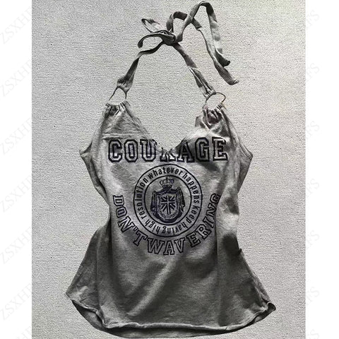 Sonicelife Streetwear Hip Hop Crop Top Women Clothing 90s Vintage Slim Gothic Sling Punk Summer Punk Tank T shirt Grunge Y2k Tops Aesthetic