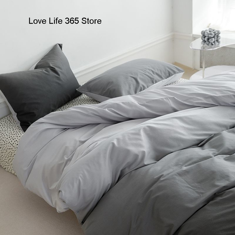 Sonicelife Ins Gradient Dark Gray Nordic Style Cover Double Duvet Cover Bedclothes Bedding Set Bed Sheet Comforter Sets Duvet Cover