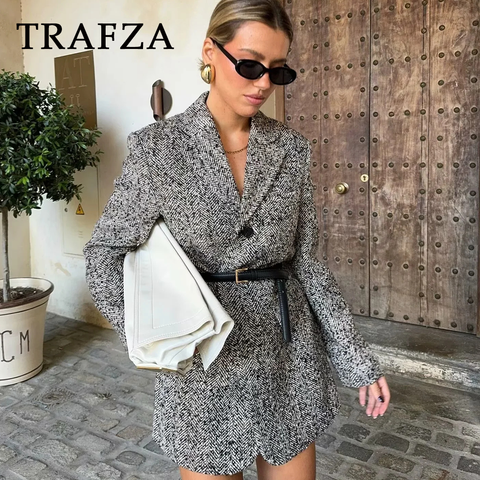 thanksgiving outfit Sonicelife 2024 Autumn Winter Office Lady Sashes Blazers Fashion Shrug Loose Elegant Single Breasted Women Streetwear Long Blazers