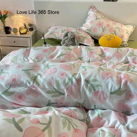 Sonicelife Ins Diamond Lattice Bedding Set Fashion Design Quilt Cover Solid Flat Sheet Queen Double Full Size With Pillowcases Home Textile