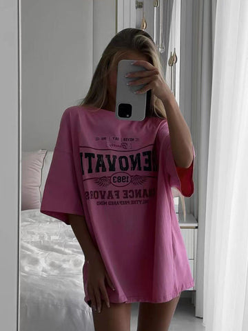 Sonicelife-Pink Renovate Oversized T-Shirt