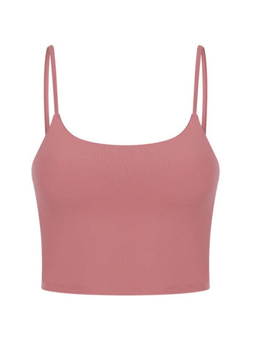 Sonicelife-Peach Pink Sleeveless Sport Yoga Crop Top