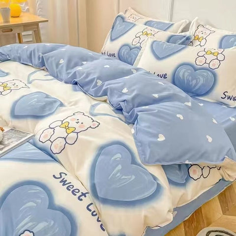 Sonicelife Black And White Panda Bedding Set Cute Cartooon Animals Soft Duvet Cover Solid Flat Sheet For Kids Girls Double Queen Full Size