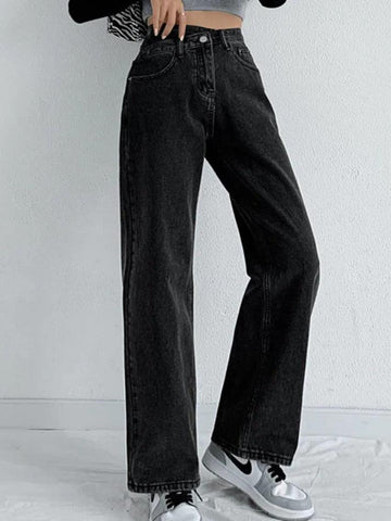 Sonicelife-Vintage Crossover Waist High Rise Boyfriend Jeans