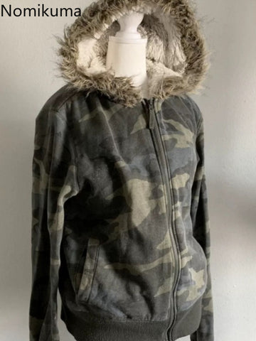 Sonicelife Harajuku Hoodies for Women 2025 Ropa Mujer Camouflage Streetwear Sweatshirts Hooded Fashion Thicked Warm Hoodie Coat Y2k Tops