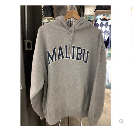 Sonicelife Letter Print Oversize Hoodie Women Autumn Casual Long Sleeve Gray Hooded Pullovers Top Vintage Streetwear Cotton Hoodies 2025