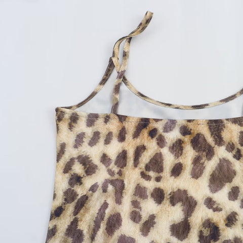 Sonicelife Leopard print jumpsuit with small V-neck fashionable and sexy temperament versatile slim fit and slimming pants new design