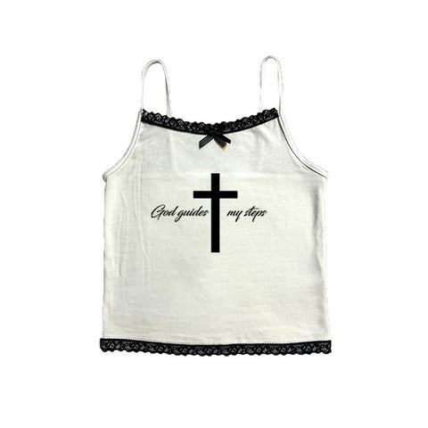 Sonicelife Letter suspenders cross print gothic rock aesthetic Y2K crop tops emo girl harajuku grunge punk retro street casual women's tops