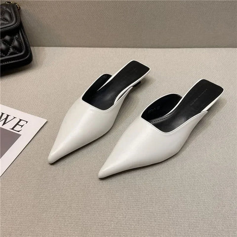 Sonicelife Summer New Low Heel Slippers Close Toe Outdoor Mules Casual Pumps Street Style Woman Sandals Slip on Half Slippers Loafers