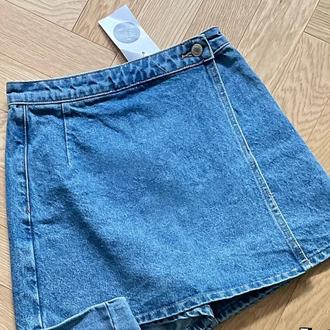 Sonicelife Elegant Solid Mini Denim Skirts Women Slim Fashion New Summer Streetwear Casual Student Skirt Skort Harajuku Y2k Faldas Vintage