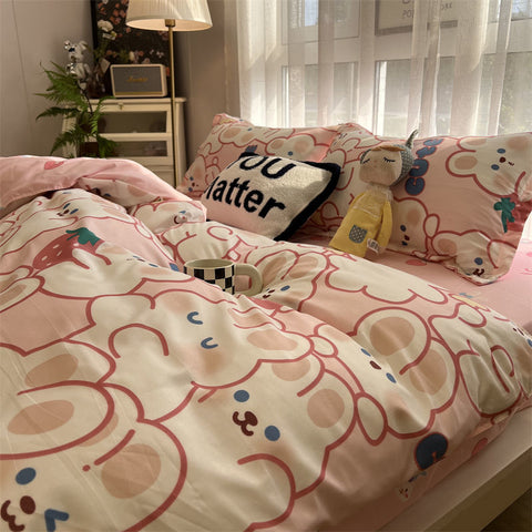 Sonicelife Ins Purple Solid Color Bedding Set Flat Bed Sheet Duvet Cover Single Double Full Queen King Bedclothes Ins Pure Bedroom Linen