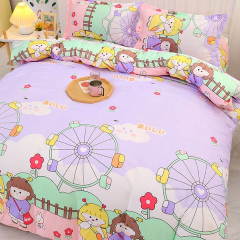 Sonicelife Rainbow And Black Check Printed Bedding Set Linen And Duvet Cover With Pillowcases Single Double Full Size For Kids Adults