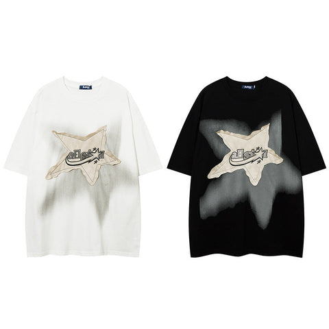 Sonicelife Star Patch Oversized Short Sleeve Tee