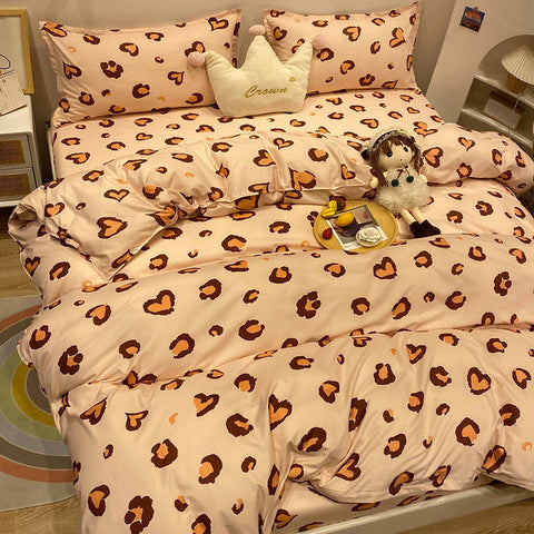 Sonicelife INS Blue And White Cow Stripe Cartoon Bedding Set Cute Animal Quilt Cover Soft High Quality Polyester Sheet Bedroom Decor