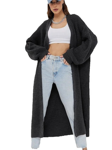 Black Friday Sonicelife Casual Knitted Solid Open Long Cardigan Women Retro Loose Soft Long Sleeve Maxi Sweaters Female Autumn Chic Street Outwear