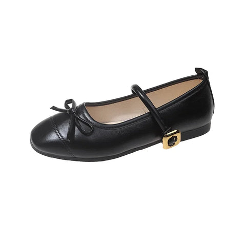 Sonicelife 2025 Women's Flat Shoes Autumn New Round Head Shallow Mouth Butterfly Knot Light Non-slip Single Shoes