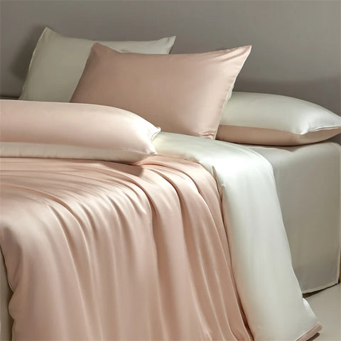 Sonicelife Four piece set of natural silk solid color bedding, ice silk smooth nude sleeping bedding