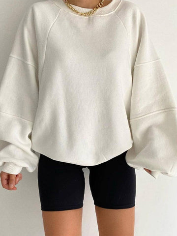 Black Friday Sonicelife Casual Solid O-neck Patchwork Hoodies Women Loose Simple Pullover Hoodie Sweaters Female Autumn Fashion Sport Street Tops