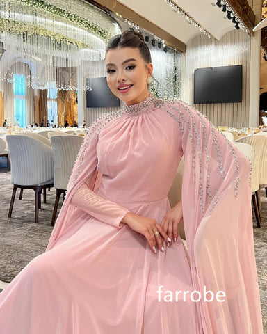 Sonicelife Customized Formal Chiffon Pleat A-line O-Neck Long Dresses Homecoming Dresses Classic Exquisite Modern Style Pastrol Unisex Chin (PRE-ORDER)