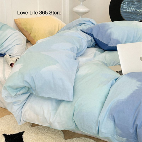 Sonicelife Ins Gradient Dark Gray Nordic Style Cover Double Duvet Cover Bedclothes Bedding Set Bed Sheet Comforter Sets Duvet Cover