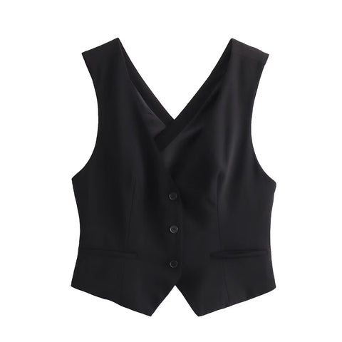 Sonicelife Women's Sleeveless Cross Back Design Vest Vest Vest Vest, High Waisted, Wide Leg, Slimming, Flared Pants, New