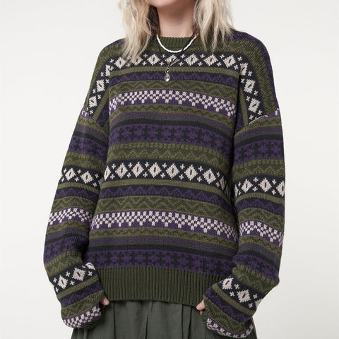 Sonicelife Long Sleeve Downtown Jacquard Sweater