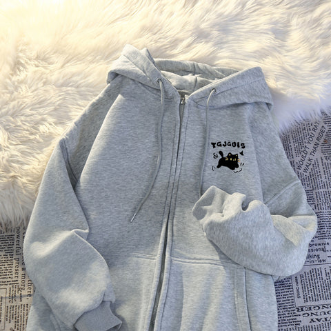 Sonicelife Hooded Sweatshirts for Women 2025 Ropa Mujer Thicked Oversized Jackets Y2k Tops Casual Fashion Anime Zipper Hoodies Coats 49C858