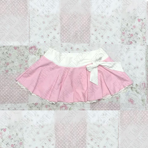Sonicelife Bowknot lace sweet short skirt fairy tale style casual versatile Y2K chic Korean version commut emo girl punk girl women bottoms