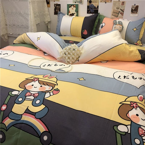 Sonicelife Ins Style Fashion Butterfly Bedding Set For Girls Boys Double Size Flat Sheet Duvet Cover Pillowcase Bed Linen Home Textile