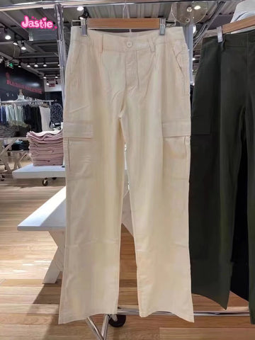 Sonicelife Vintage Casual Green Cargo Pants Women Autumn Solid Adjustable Elastic High Waist Straight Pants Retro Streetwear Y2k Trousers